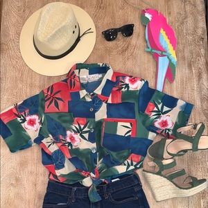 Vintage Kathy Che Hawaiian Color Block Shirt